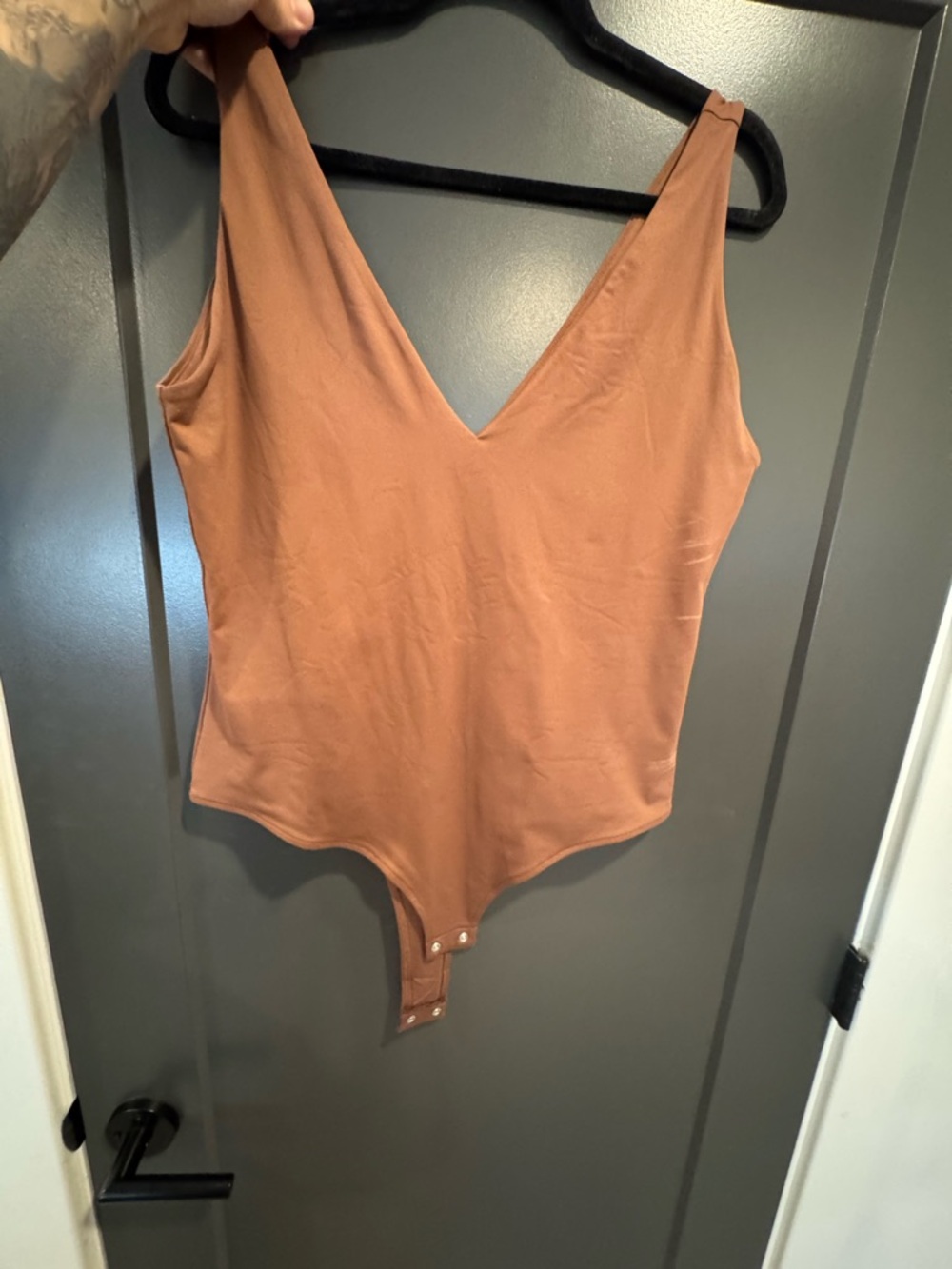 ReoRia Rust-Colored V-Neck Snap-Button Bodysuit